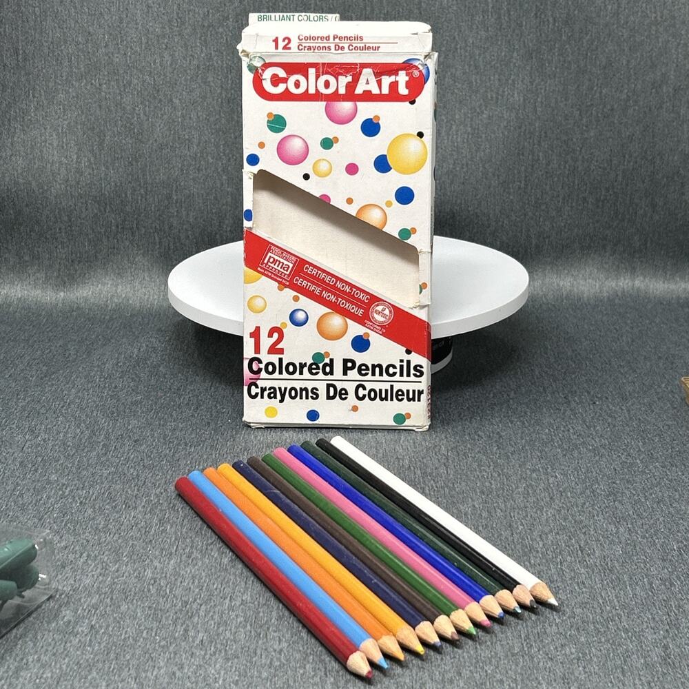 Vintage Dixon Color Art Colored Pencils 12ct Brilliant Colors Non-Toxic Supplies